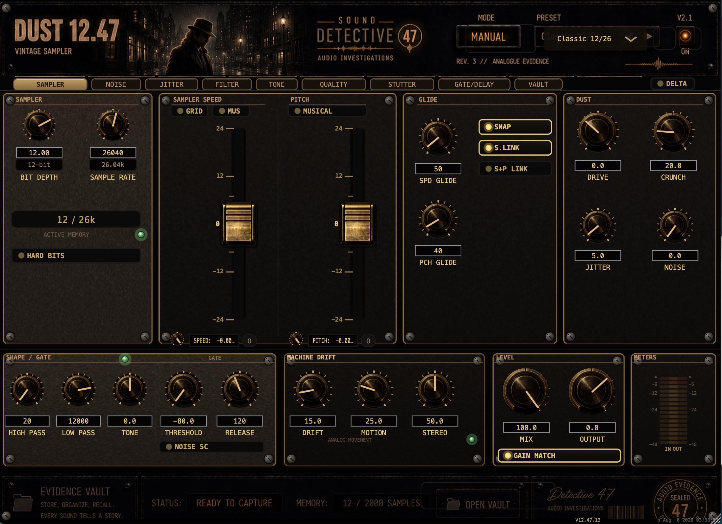 The actual Dust 12.47 vintage sampler interface