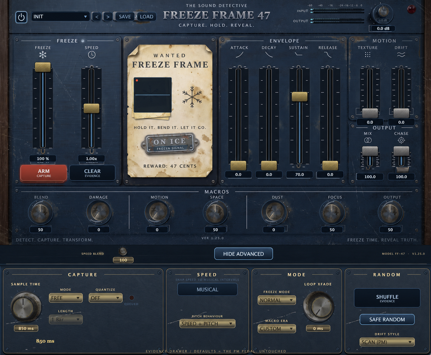 The actual Freeze Frame 47 capture, envelope, motion, and macro interface